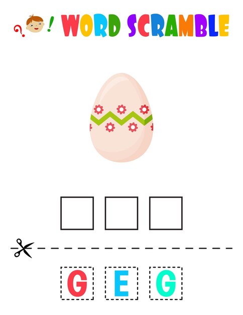Vector hoja educativa de huevos de pascua para niños