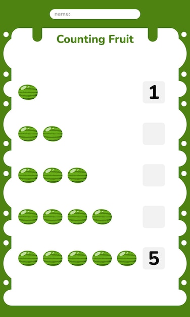 Hoja de ejercicio de conteo de frutas para niños