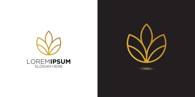 hoja femenina moderna para vista previa de maqueta de logotipo