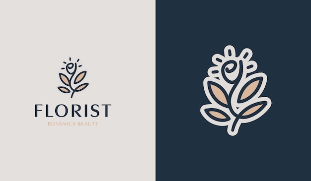 Hoja Flor Árbol monoline Universal creativo premium símbolo Vector icono de signo plantilla de logotipo Ilustración vectorial