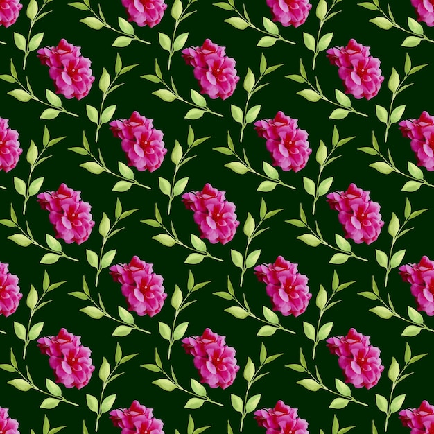 Hoja de flor de geranio con fondo verde de patrones sin fisuras
