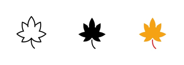 Una hoja con una forma cónica que se asemeja a una cuña con una base estrecha y un ápice ancho Conjunto vectorial de iconos en línea negra y estilos coloridos aislados
