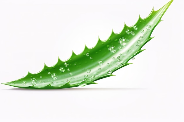 Vector hoja fresca de aloe vera aislada en primer plano de fondo blanco planta de tratamiento esencia de aloe vera p