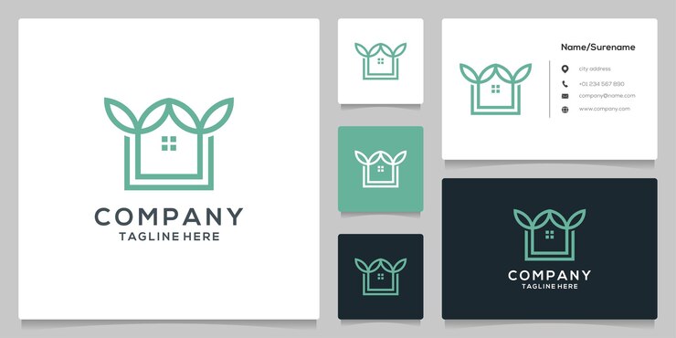Vector hoja inicio logotipo diseño línea esquema estilo simple minimalista