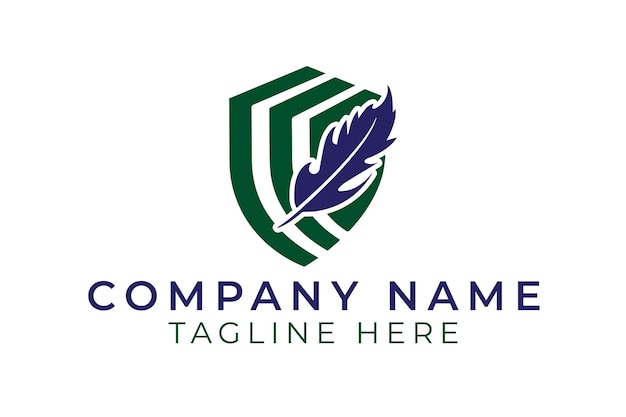 Hoja con logotipo de escudo logotipo de negocio logotipo de consultoría