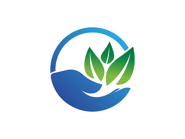Hoja con logotipo de mano diseño colorido degradado vector de logotipo de hoja