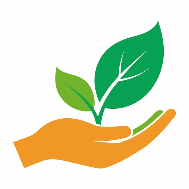 La hoja en la mano simboliza la responsabilidad humana y el cuidado de la naturaleza