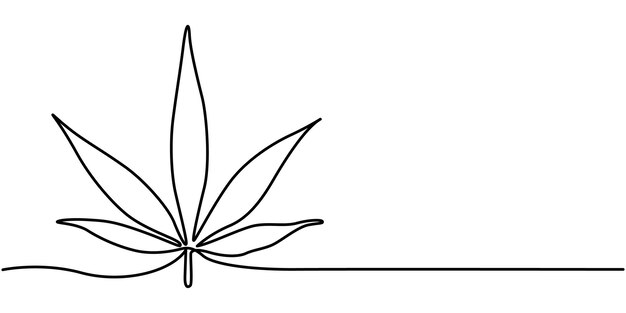 hoja de marihuana continua una sola línea dibujada Cannabis continua una línea diseño artístico dibujado a mano