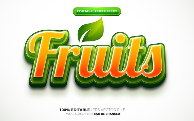 Hoja naranja verde naturaleza plantilla de logotipo 3d estilo de efecto de texto editable