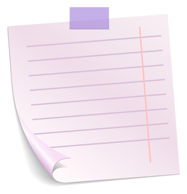 Vector hoja de notas con cinta adhesiva maqueta de nota rayada