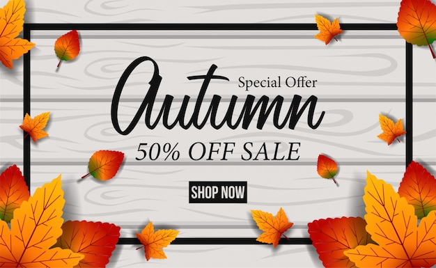 Hoja de otoño caída plantilla de oferta de venta