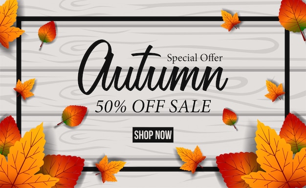 hoja de otoño caída plantilla de oferta de venta