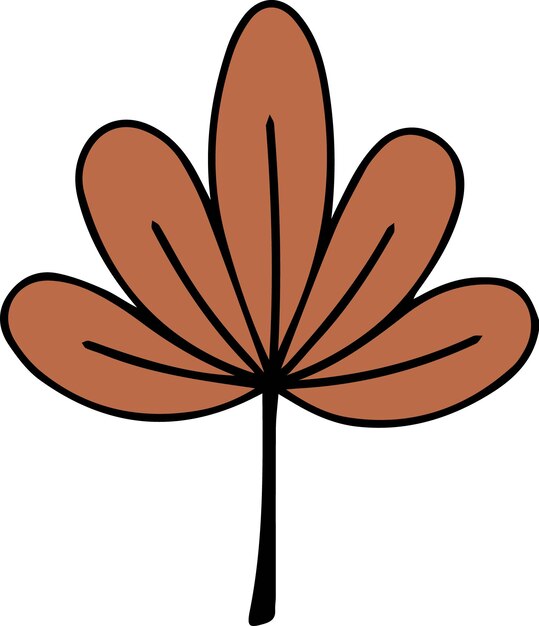 Hoja de otoño marrón Hola Otoño Estilo Doodle Diseño o pegatina Ilustración aislada Vector