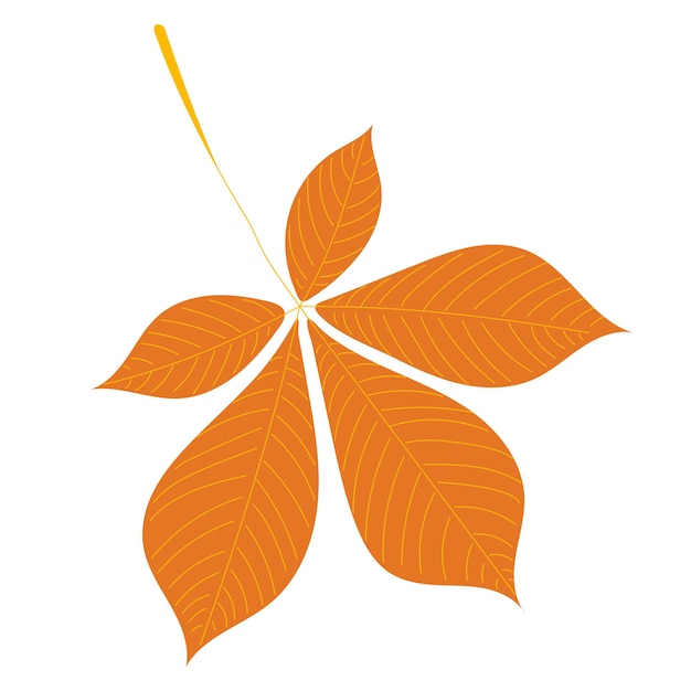 Hoja de otoño en vector aislado de estilo plano