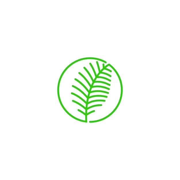 Hoja de palmera, hoja de coco tropical. Plantilla de icono de logotipo vectorial