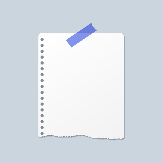 Hoja de papel blanca rasgada en estilo plano Ilustración vectorial de notas de papel vacío en un fondo aislado Concepto de negocio de letrero de documento en blanco