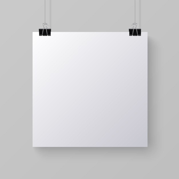 Hoja de papel cuadrada en blanco blanco, maqueta