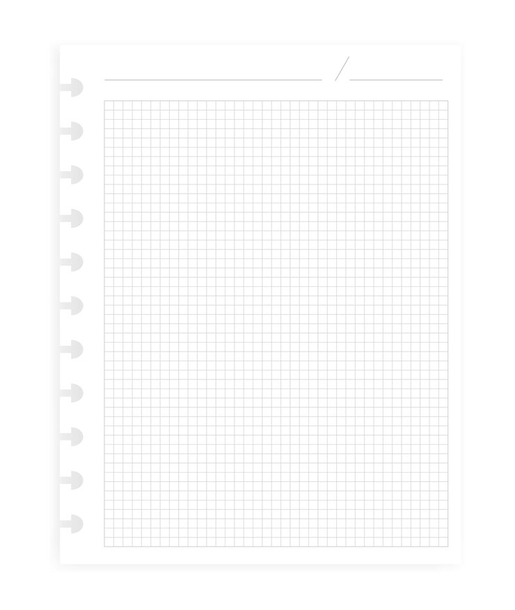 Vector hoja de papel cuadrada perforada para maqueta de vector de carpeta de disco bloc de notas de tamaño carta con encabezado