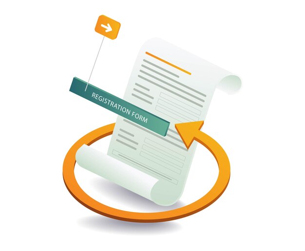 Hoja de papel del formulario de registro