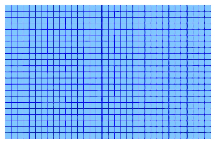 Vector hoja de papel de gráfico azul con cuadrícula uniformemente espaciada ideal para uso matemático e ingeniería