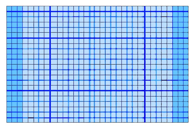 Vector hoja de papel de gráfico azul con cuadrícula uniformemente espaciada ideal para uso matemático e ingeniería