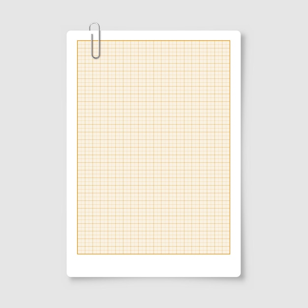 Hoja de papel gráfico con textura de papel milimétrico de cuadrícula con patrón geométrico en blanco forrado en naranja para