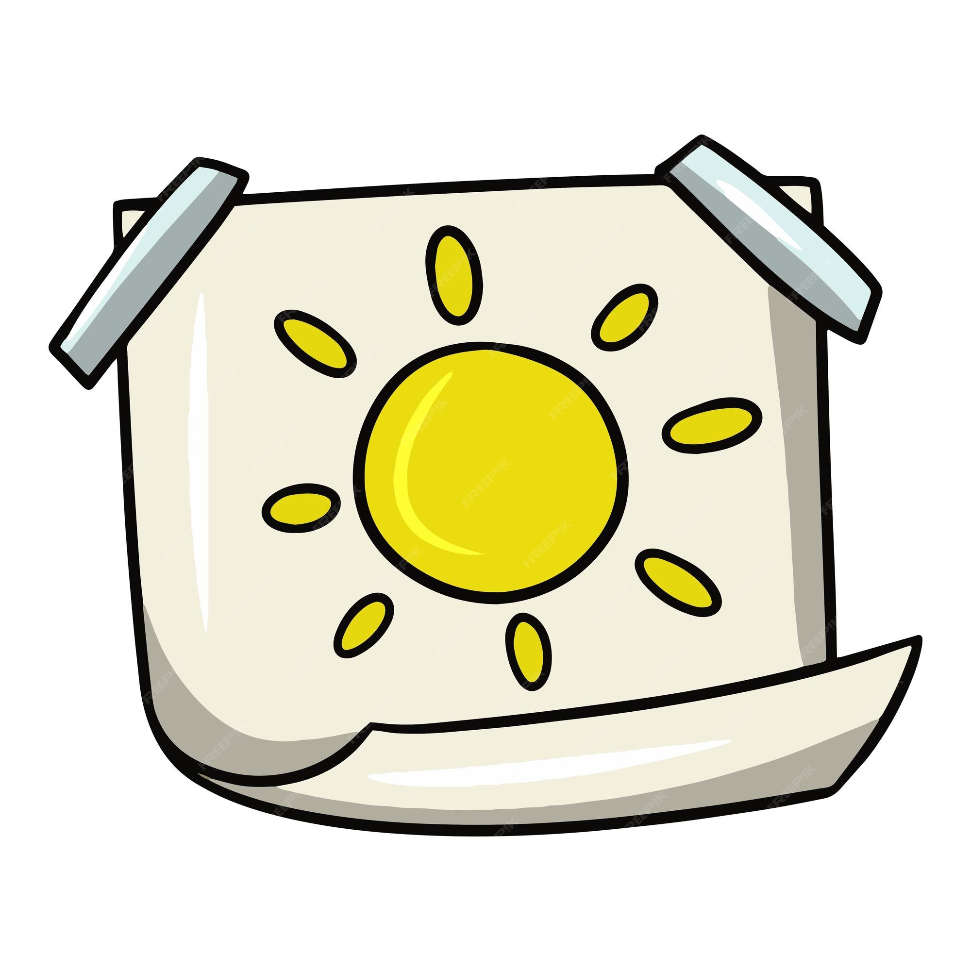 Una hoja de papel con un sol pintado un dibujo pegado con cinta adhesiva un vector en estilo de dibujos animados | Vector Premium Una hoja de papel con un sol pintado un dibujo pegado con cinta adhesiva un vector en estilo de dibujos animados | Vector Premium