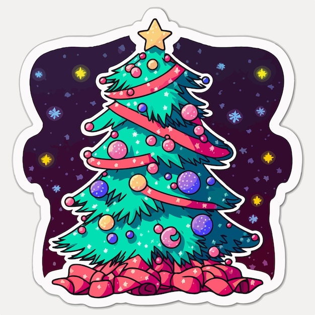 Hoja de pegatinas imprimible de pegatinas árbol de Navidad con juguetes Multicolor