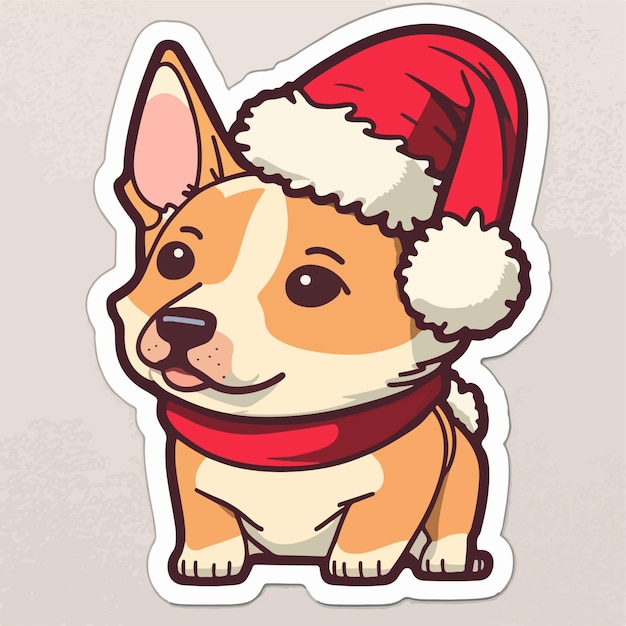 Hoja de pegatinas imprimibles de pegatinas de dibujos animados de perros de Navidad colección Newyear