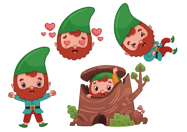 Vector hoja de personaje de vector forest gnome