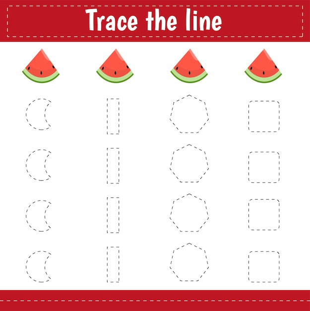 Hoja de práctica de escritura a mano. Juego educativo para niños, hoja de trabajo imprimible para niños. Traza la línea