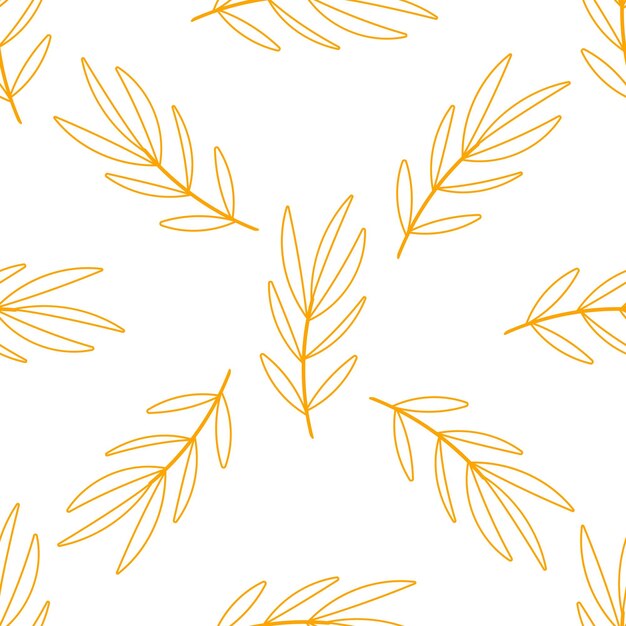 hoja rama otoño bosque amarillo fondo patrón línea doodle vector ilustración