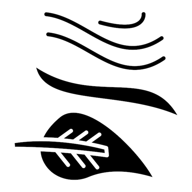 Hoja revoloteando en el viento Glifo Ilustración negra sólida