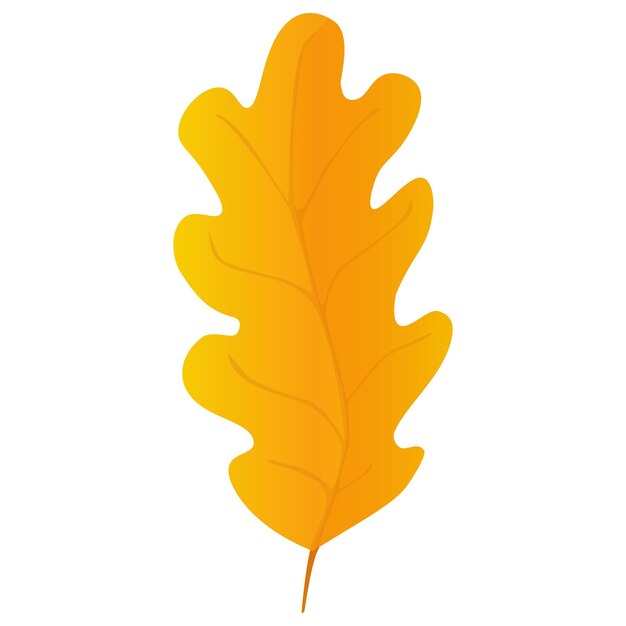 Hoja de roble en estilo realista Hoja de otoño Ilustración colorida aislada en fondo blanco