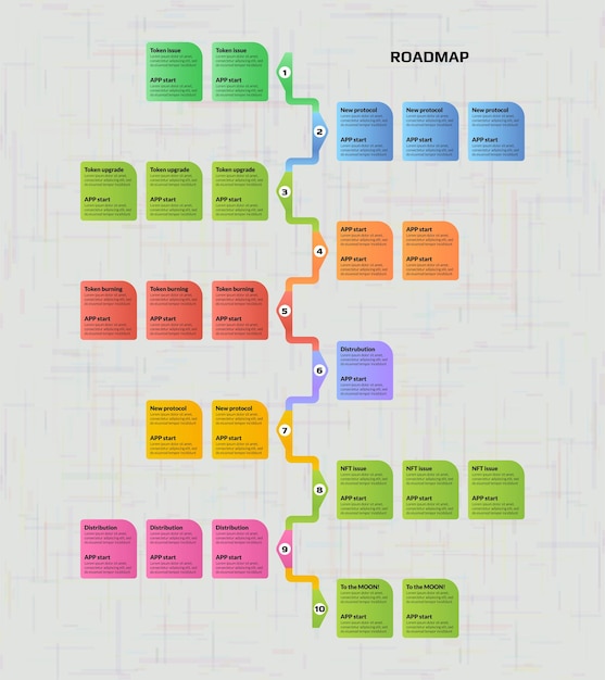 Hoja de ruta con espacio de copia colorido sobre fondo claro Plantilla de línea de tiempo de infografía vertical para presentación de negocios Vector