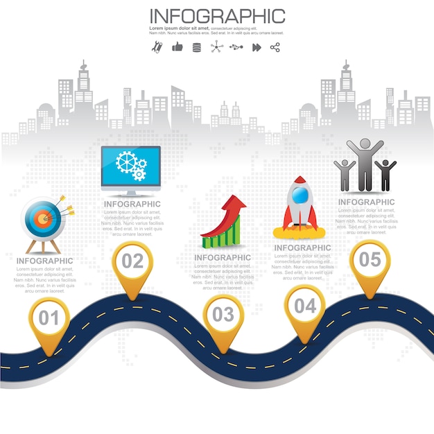 Hoja de ruta infográfica timeline