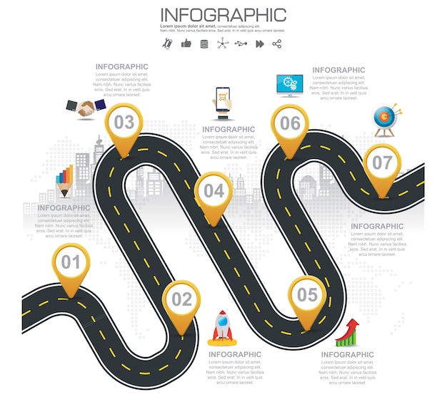 Hoja de ruta infográfica Timeline