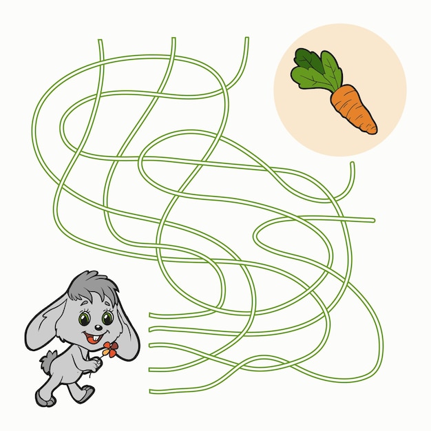 Hoja de trabajo de actividad educativa de juego de laberinto para niños conejo y zanahoria