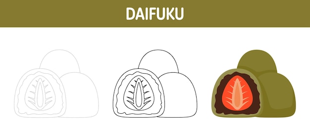 Hoja de trabajo para calcar y colorear Daifuku para niños