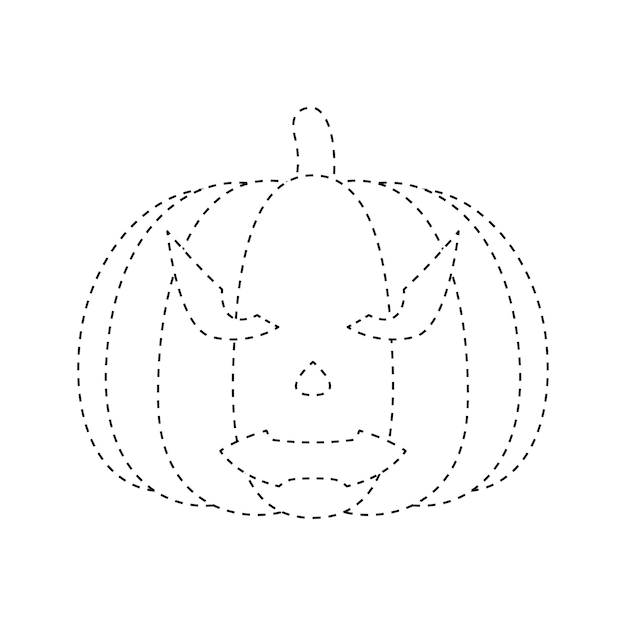 Vector hoja de trabajo de calco de calabaza de halloween para niños