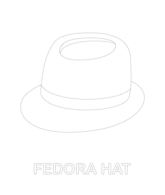 Hoja de trabajo de calco de fedora hat para niños