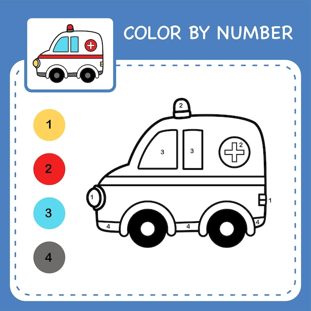 Hoja de trabajo Color by number para niños que aprenden números coloreando