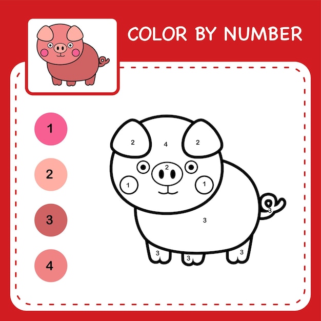 Hoja de trabajo Color by number para niños que aprenden números coloreando