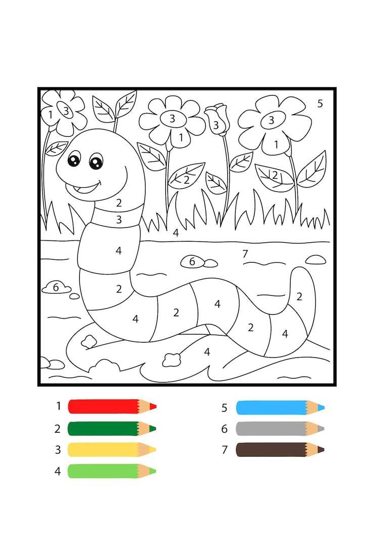 Vector hoja de trabajo para colorear black fun color by number