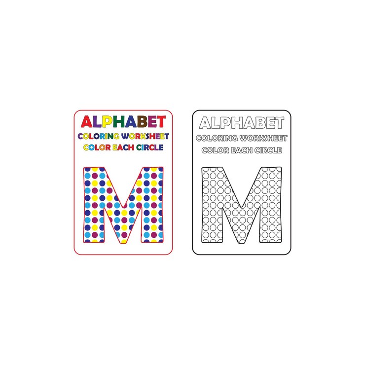 Vector hoja de trabajo para colorear de letras mayúsculas del alfabeto para niños