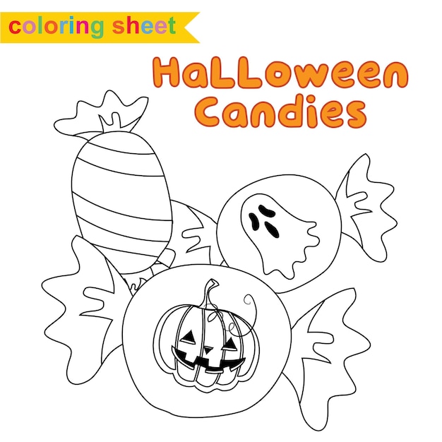 Hoja de trabajo para colorear para niños. Página de la hoja de trabajo de Halloween para colorear. Una actividad divertida para los niños.