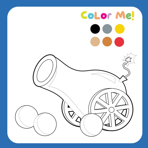 Hoja de trabajo para colorear para niños con tema pirata. Hoja de trabajo imprimible educativa. archivo vectorial