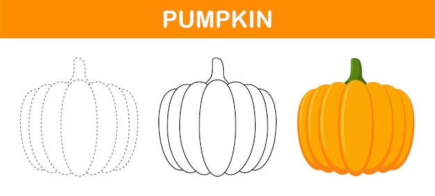 Hoja de trabajo para colorear y rastrear calabazas para niños