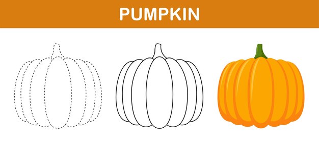 Hoja de trabajo para colorear y rastrear calabazas para niños