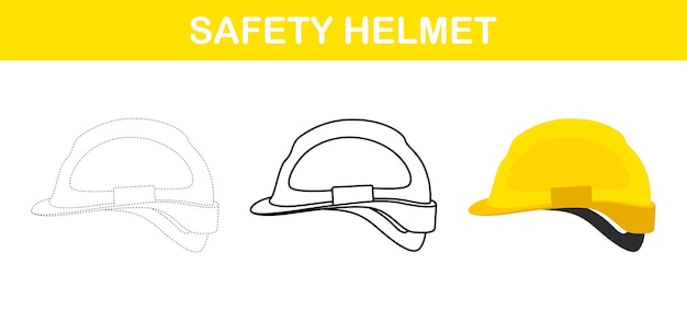 Hoja de trabajo para colorear y rastrear el casco de seguridad para niños